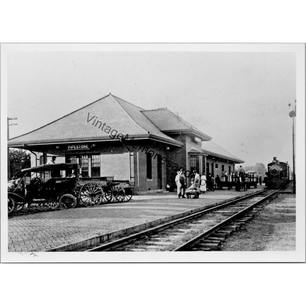 Vintage Pipestone, MI Train Station‎ 5" x 7" Real Photo T2-247